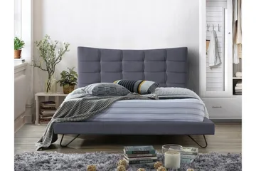 Lannion Rektangulær Sengeramme 180x200 cm i Fløyel med Sengegavl - Grå - Møbler - Senger - Sengeramme & sengestamme