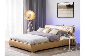 Lesh Dobbelseng med LED 180x200 Gull Gull - Gull - Møbler - Senger - Sengeramme & sengestamme