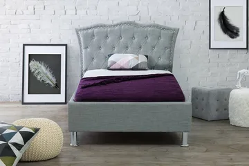 Metz Sengeramme 90x200 cm i Stoff med Sengegavl - Grå - Møbler - Senger - Sengeramme & sengestamme