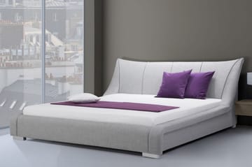 Nantes Sengepakke – Dobbeltseng 140x200 cm i Stoff med Sengegavl + Overmadrass - Grå - Møbler - Senger - Sengeramme & sengestamme
