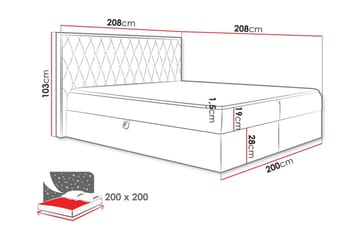 Oberting Sengepakke 200x200 cm i Stoff med Oppbevaring og Sengegavl + Overmadrass - Brun - Møbler - Senger - Sengeramme & sengestamme