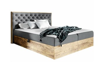 Oberting Sengepakke 200x200 cm med Sengegavl + Overmadrass med Fasthetsgrad Medium - Mellomgrå - Møbler - Senger - Sengeramme & sengestamme