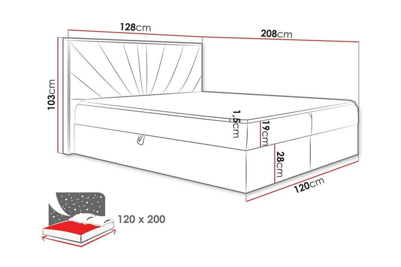 Oberting Sengeramme 120x200 cm - Møbler - Senger - Sengeramme & sengestamme