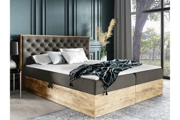 Oberting Sengeramme med Oppbevaring 120x200 cm i Stoff med Fasthetsgrad Medium - Brun - Møbler - Senger - Sengeramme & sengestamme
