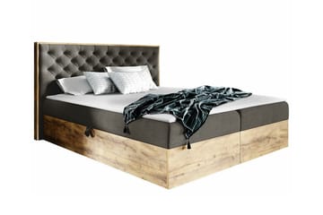 Oberting Sengeramme med Oppbevaring 140x200 cm i Stoff med Fasthetsgrad Medium - Brun - Møbler - Senger - Sengeramme & sengestamme