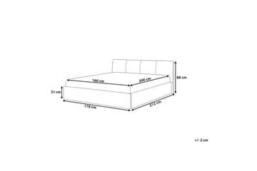Orbey Sengeramme med Oppbevaring 160x200 cm i Stoff med Sengegavl - Beige - Møbler - Senger - Sengeramme & sengestamme