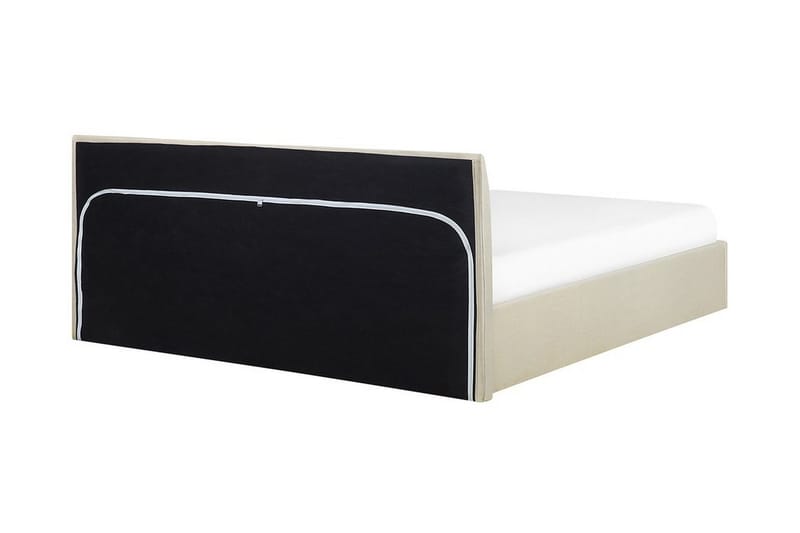 Orbey Sengeramme med Oppbevaring 160x200 cm i Stoff med Sengegavl - Beige - Møbler - Senger - Sengeramme & sengestamme