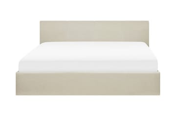 Orbey Sengeramme med Oppbevaring 160x200 cm i Stoff med Sengegavl - Beige - Møbler - Senger - Sengeramme & sengestamme