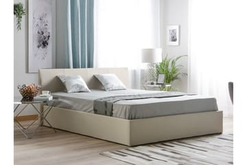 Orbey Sengeramme med Oppbevaring 160x200 cm i Stoff med Sengegavl - Beige - Møbler - Senger - Sengeramme & sengestamme