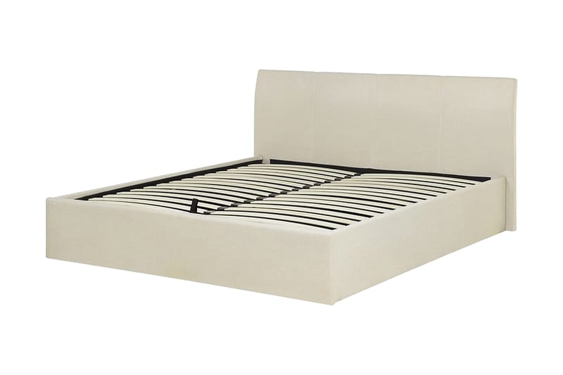 Orbey Sengeramme med Oppbevaring 160x200 cm i Stoff med Sengegavl - Beige - Møbler - Senger - Sengeramme & sengestamme
