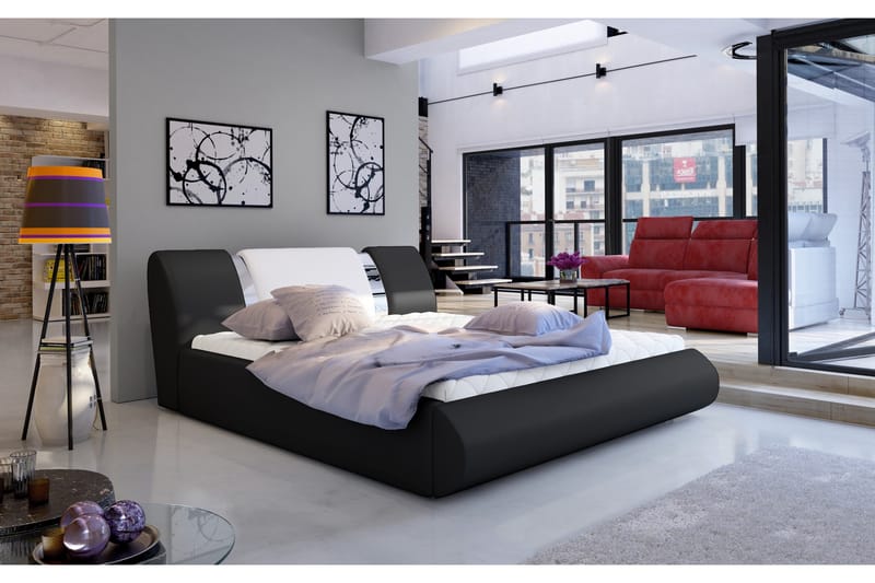 Perow Sengeramme 180x200 cm - Svart/Hvit - Møbler - Senger - Sengeramme & sengestamme