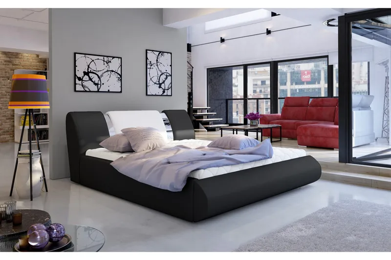 Perow Sengeramme 180x200 cm, Svart/Hvit