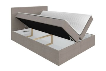 Pries Sengepakke 140x200 cm i Stoff med Sengegavl + Overmadrass - Grå - Møbler - Senger - Sengeramme & sengestamme