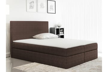 Pries Sengepakke 140x200 cm i Stoff med Sengegavl + Overmadrass med Fasthetsgrad Medium - Brun - Møbler - Senger - Sengeramme & sengestamme