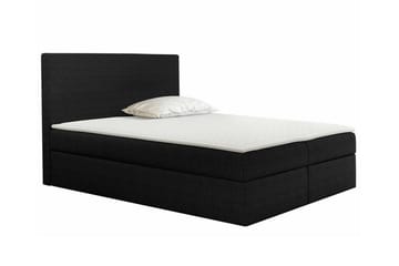 Pries Sengepakke 140x200 cm i Stoff med Sengegavl + Overmadrass med Fasthetsgrad Medium - Svart - Møbler - Senger - Sengeramme & sengestamme