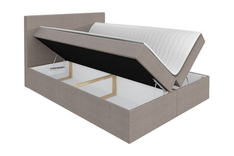 Pries Sengepakke 160x200 cm i Stoff med Sengegavl + Overmadrass - Blå - Møbler - Senger - Sengeramme & sengestamme
