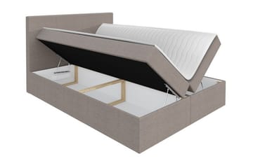 Pries Sengepakke 160x200 cm i Stoff med Sengegavl + Overmadrass - Grå - Møbler - Senger - Sengeramme & sengestamme