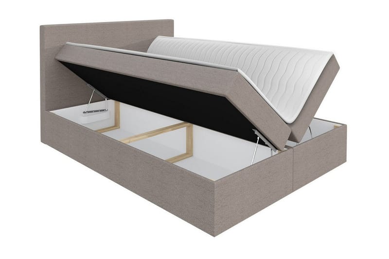 Pries Sengepakke 160x200 cm i Stoff med Sengegavl + Overmadrass - Grå - Møbler - Senger - Sengeramme & sengestamme