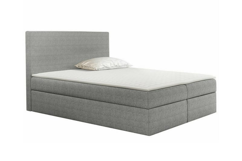Pries Sengepakke 160x200 cm i Stoff med Sengegavl + Overmadrass, Grå