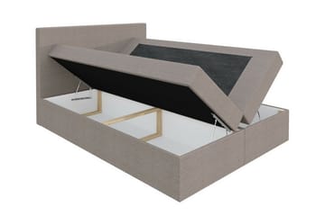 Pries Sengepakke 160x200 cm i Stoff med Sengegavl + Overmadrass - Svart - Møbler - Senger - Sengeramme & sengestamme