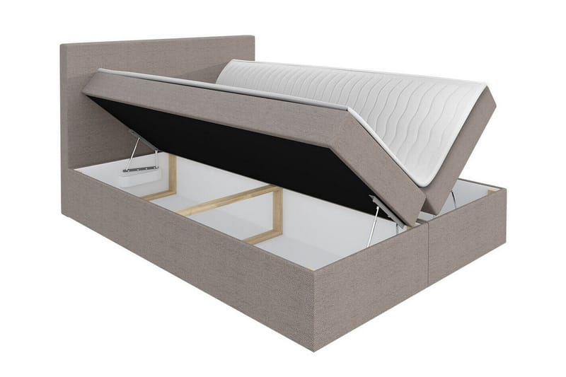 Pries Sengepakke 180x200 cm i Stoff med Sengegavl + Overmadrass med Fasthetsgrad Medium - Brun - Møbler - Senger - Sengeramme & sengestamme