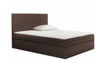 Pries Sengepakke 180x200 cm i Stoff med Sengegavl + Overmadrass med Fasthetsgrad Medium - Brun - Møbler - Senger - Sengeramme & sengestamme
