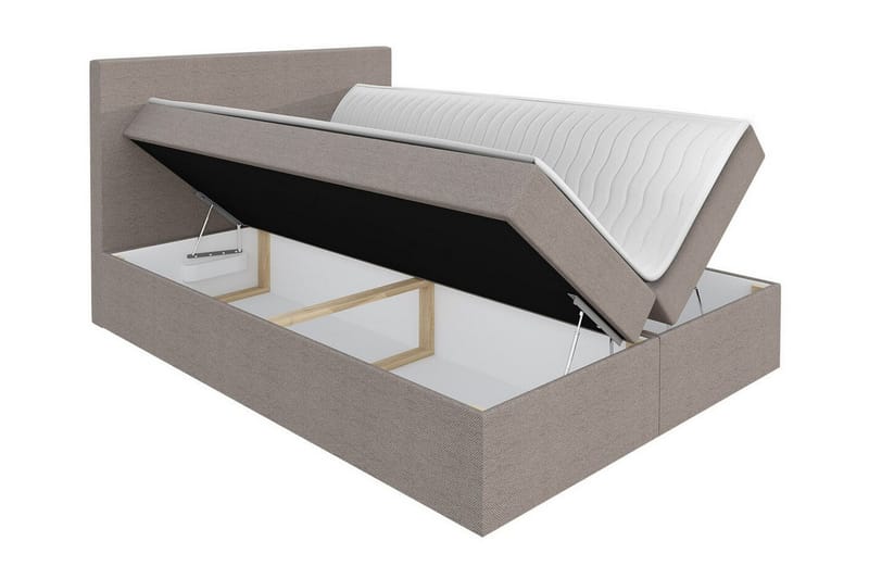 Pries Sengepakke 180x200 cm i Stoff med Sengegavl + Overmadrass med Fasthetsgrad Medium - Grå - Møbler - Senger - Sengeramme & sengestamme