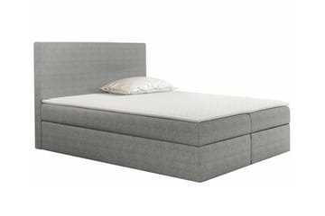 Pries Sengepakke 180x200 cm i Stoff med Sengegavl + Overmadrass med Fasthetsgrad Medium - Grå - Møbler - Senger - Sengeramme & sengestamme