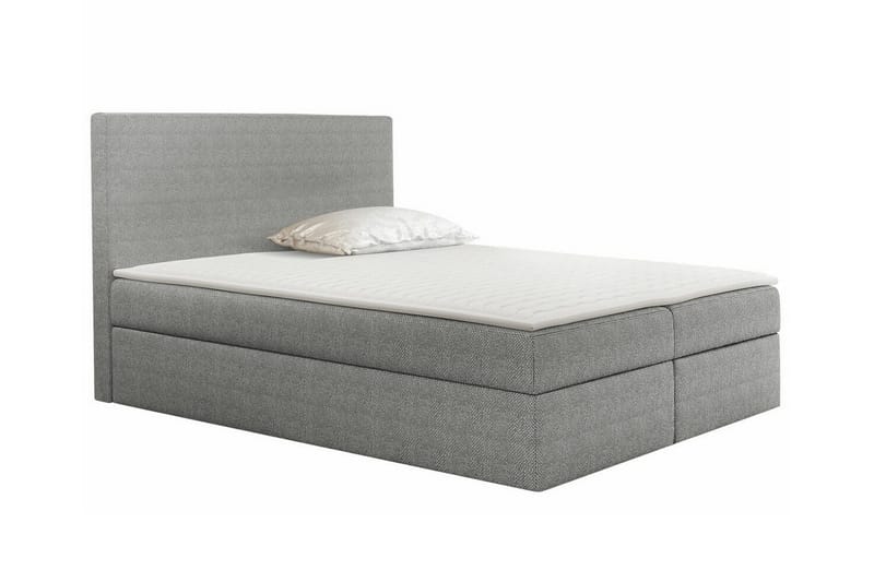 Pries Sengepakke 180x200 cm i Stoff med Sengegavl + Overmadrass med Fasthetsgrad Medium, Grå