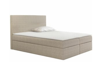 Pries Sengepakke med Oppbevaring 180x200 cm i Stoff med Sengegavl + Overmadrass - Beige - Møbler - Senger - Sengeramme & sengestamme