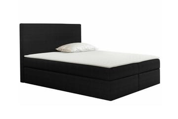 Pries Sengepakke med Oppbevaring 180x200 cm i Stoff med Sengegavl + Overmadrass - Svart - Møbler - Senger - Sengeramme & sengestamme