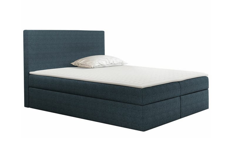 Pries Sengepakke med Oppbevaring 180x200 cm i Stoff med Sengegavl + Overmadrass, Petrolblå