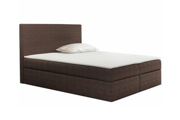 Pries Sengepakke med Oppbevaring 200x200 cm i Stoff med Sengegavl + Overmadrass - Brun - Møbler - Senger - Sengeramme & sengestamme