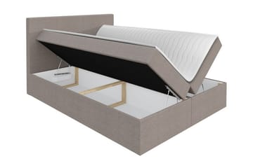 Pries Sengepakke med Oppbevaring 200x200 cm i Stoff med Sengegavl + Overmadrass - Grå - Møbler - Senger - Sengeramme & sengestamme