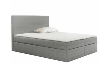 Pries Sengepakke med Oppbevaring 200x200 cm i Stoff med Sengegavl + Overmadrass - Grå - Møbler - Senger - Sengeramme & sengestamme