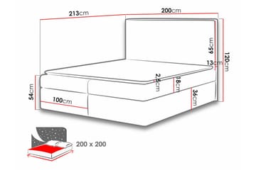 Pries Sengepakke med Oppbevaring 200x200 cm i Stoff med Sengegavl + Overmadrass - Grå - Møbler - Senger - Sengeramme & sengestamme