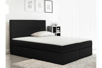 Pries Sengeramme med Oppbevaring 200x200 cm i Stoff med Sengegavl - Svart - Møbler - Senger - Sengeramme & sengestamme