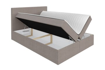 Pries Sengeramme med Oppbevaring 200x200 cm i Stoff med Sengegavl - Svart - Møbler - Senger - Sengeramme & sengestamme