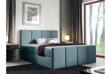 Ripon Sengepakke med Oppbevaring 120x200 cm i Stoff med Sengegavl + Overmadrass - Mørk Turkis - Møbler - Senger - Sengeramme & sengestamme