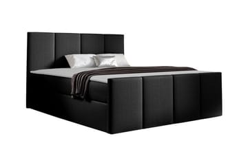Ripon Sengepakke med Oppbevaring 120x200 cm i Stoff med Sengegavl + Overmadrass - Svart - Møbler - Senger - Sengeramme & sengestamme