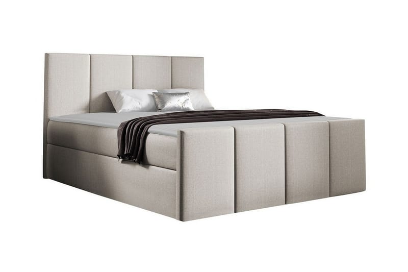 Ripon Sengeramme med Oppbevaring 140x200 cm i Stoff med Fasthetsgrad Medium, Beige