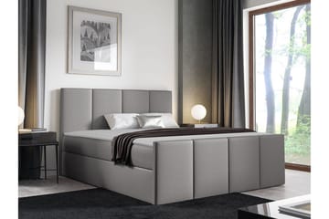 Ripon Sengeramme med Oppbevaring 140x200 cm i Stoff med Fasthetsgrad Medium - Grå - Møbler - Senger - Sengeramme & sengestamme