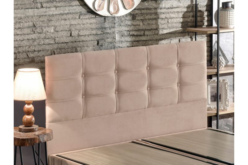 Ryntham Sengeramme Dobbel med Sengegavl 180x200 cm - Lysebrun - Møbler - Senger - Sengeramme & sengestamme