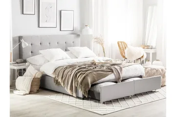 Sandrick Kontinentalseng med Oppbevaring 160x200 - Grå - Møbler - Senger - Sengeramme & sengestamme