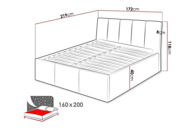 Sängram Aviemore 160x200 cm - Beige - Sengeramme & sengestamme