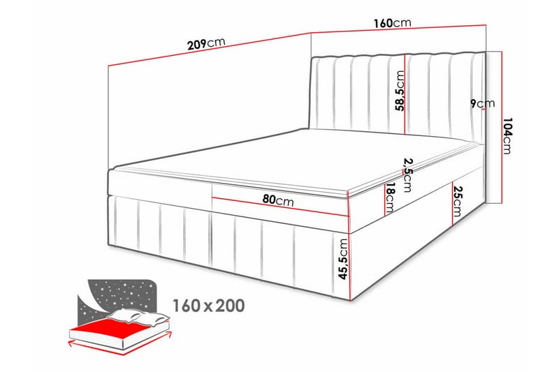 Sängram Bandon 160x200 cm - Beige - Sengeramme & sengestamme