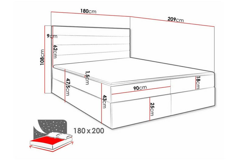 Sängram Bandon 180x200 cm - Beige Krem - Sengeramme & sengestamme