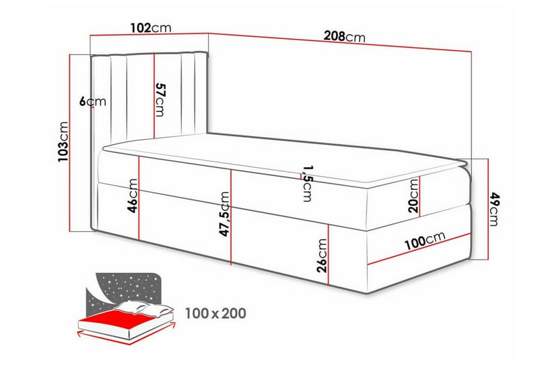 Sängram Betvallen 100x200 cm - Grå - Møbler - Senger - Sengeramme & sengestamme