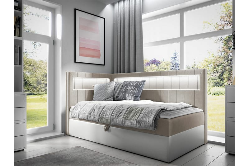 Sängram Boisdale 100x200 cm - Beige/Tre - Møbler - Senger - Sengeramme & sengestamme