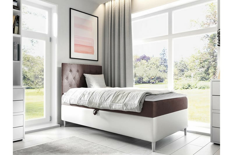 Sängram Boisdale 100x200 cm - Brun/Hvit - Møbler - Senger - Sengeramme & sengestamme
